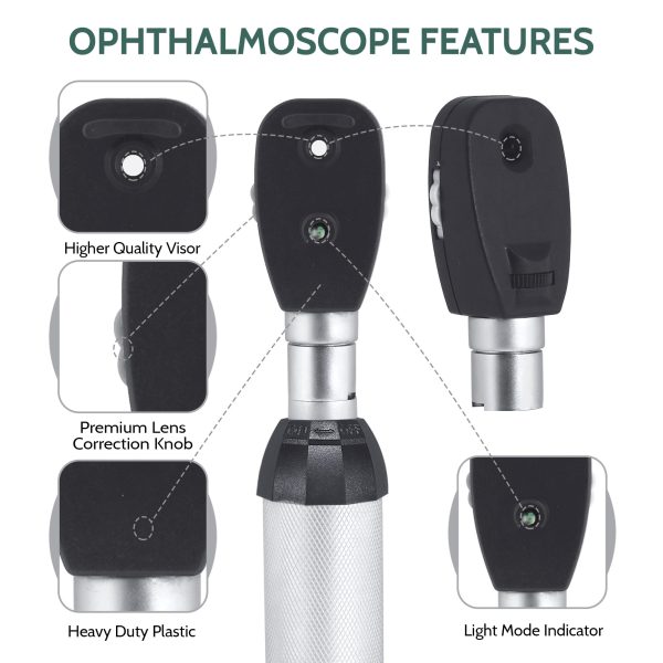 Otoscope Oph Diagnostic Set - 34 Piece Medical and Nursing Student Otoscope/Opthalmoscope Kit - with Plastic Case... - Image 3