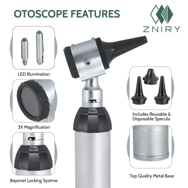 Otoscope Oph Diagnostic Set - 34 Piece Medical and Nursing Student Otoscope/Opthalmoscope Kit - with Plastic Case... - Image 4