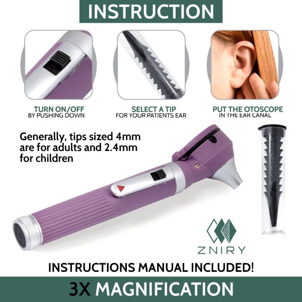 Fiber Optic Mini Otoscope - Ear Scope with Light, Ear Infection Detector (Purple Color) - Image 6