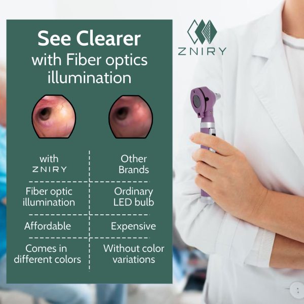 Fiber Optic Mini Otoscope - Ear Scope with Light, Ear Infection Detector (Purple Color) - Image 5