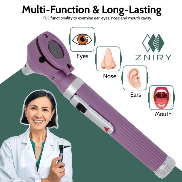 Fiber Optic Mini Otoscope - Ear Scope with Light, Ear Infection Detector (Purple Color) - Image 2
