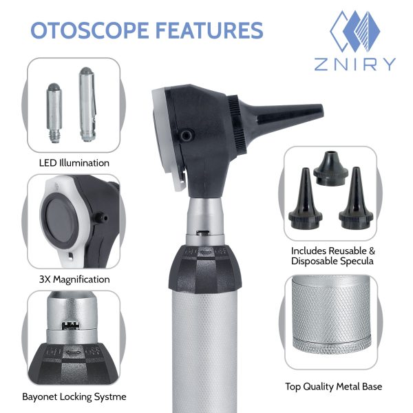 Ear Scope Set - Ear Otoscope Set Perfect for Nursing & Medical Students Sight Chart with LED Carry Case,with Replacement Tips & 10 Disposable Speculums - Image 6