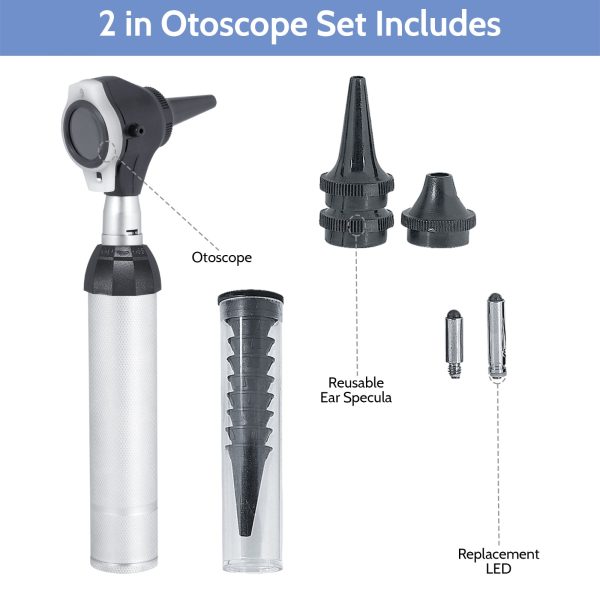 Ear Scope Set - Ear Otoscope Set Perfect for Nursing & Medical Students Sight Chart with LED Carry Case,with Replacement Tips & 10 Disposable Speculums - Image 4