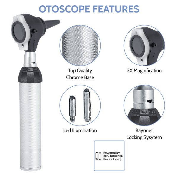 Ear Scope Set - Ear Otoscope Set Perfect for Nursing & Medical Students Sight Chart with LED Carry Case,with Replacement Tips & 10 Disposable Speculums - Image 2